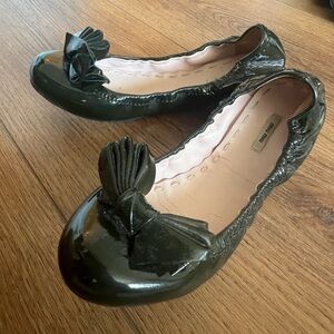 Miu Miu Lester scrunch ballet flats with bow